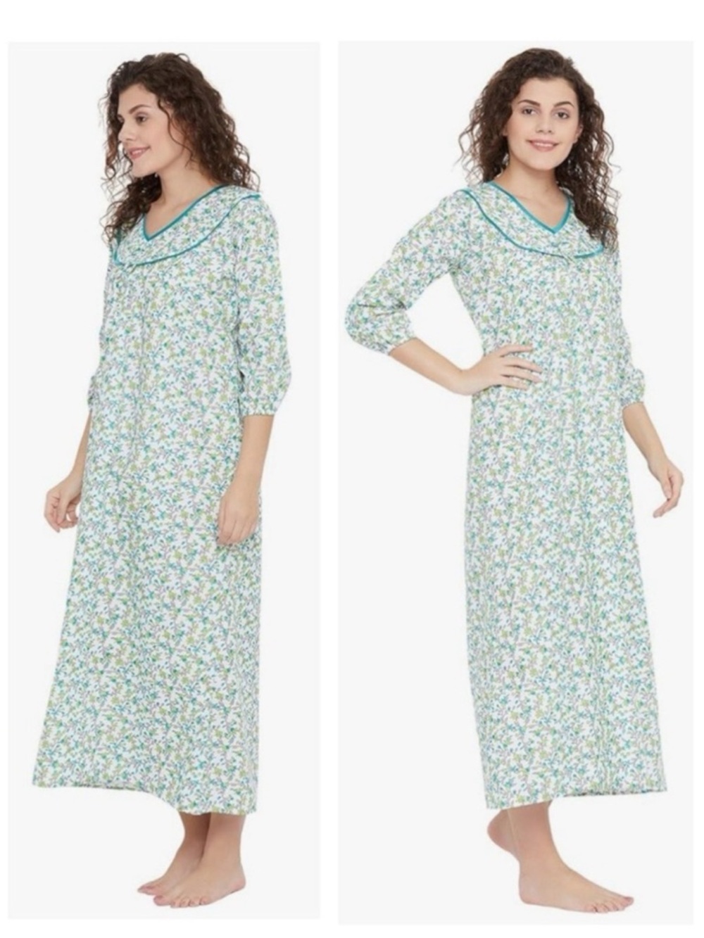 Green and BluebFloral Print Robe